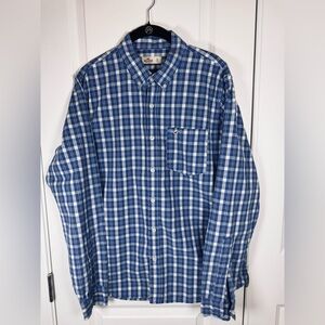 Hollister Men’s XL Blue Plaid Button Down Shirt Cotton Long Sleeve